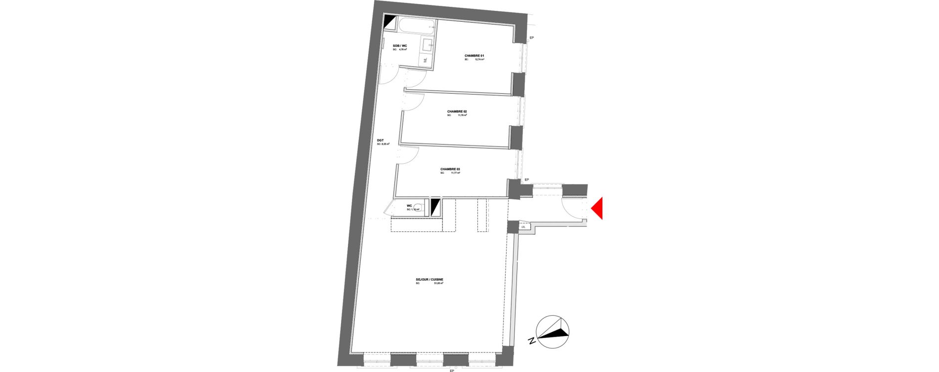 Appartement T4 de 101,53 m2 &agrave; Lyon Ainay (2eme)