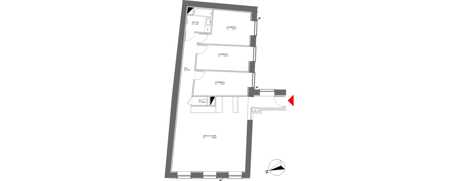 Appartement T4 de 100,50 m2 &agrave; Lyon Ainay (2eme)