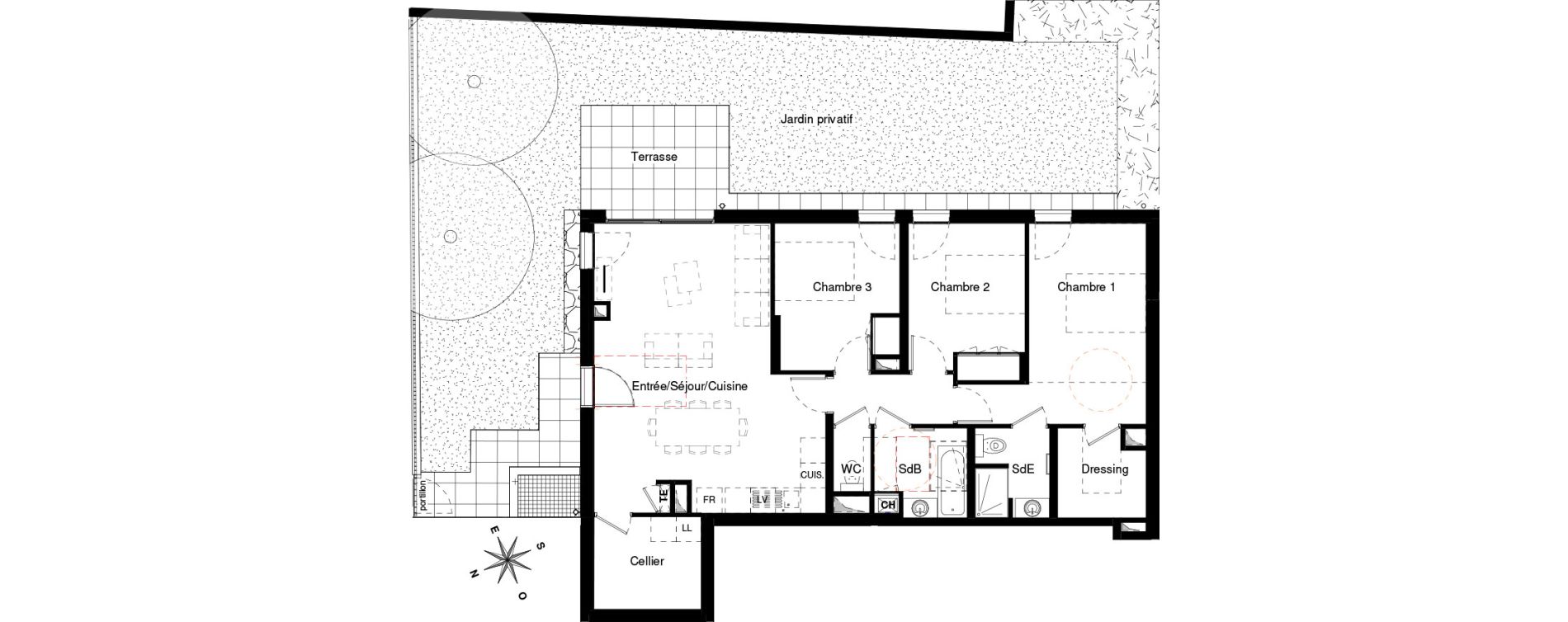 Appartement T4 de 91,20 m2 &agrave; Lyon Montchat (3&egrave;me)