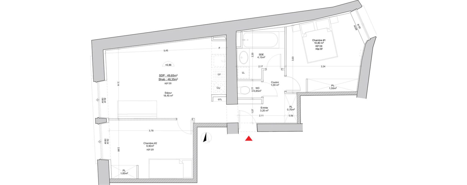Appartement T3 de 48,35 m2 &agrave; Lyon Vieux lyon (5eme)