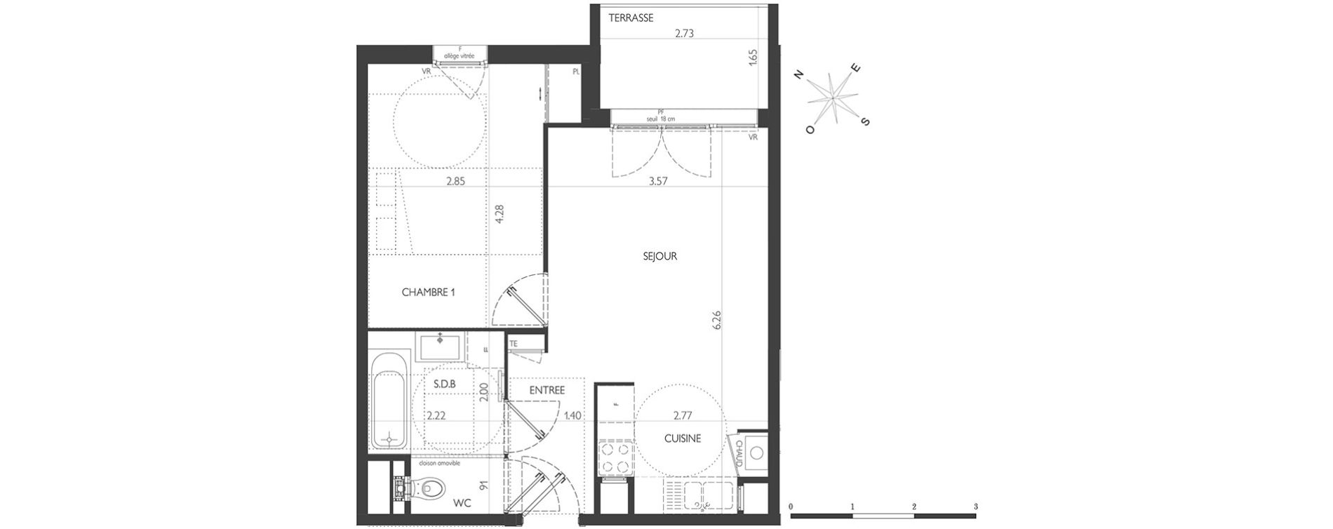Appartement T2 de 42,04 m2 &agrave; Lyon Pierre valdo (5eme)