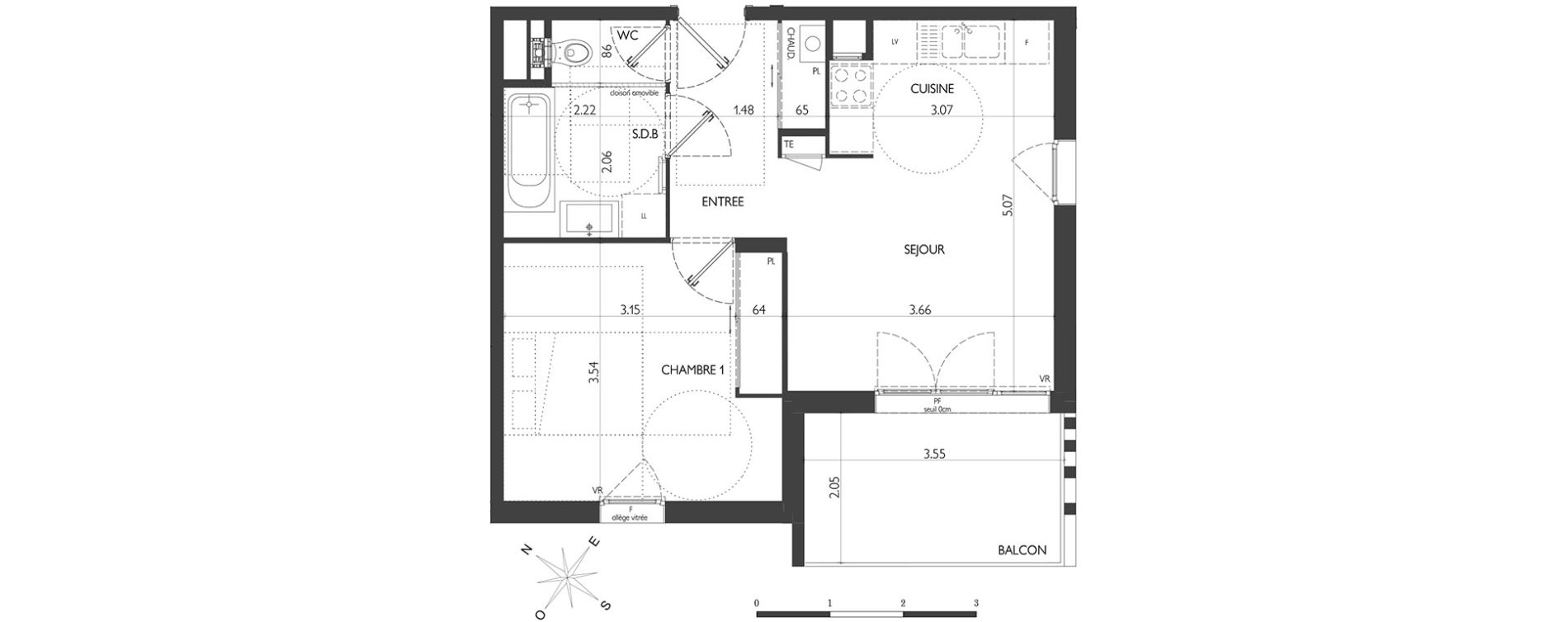 Appartement T2 de 41,91 m2 &agrave; Lyon Pierre valdo (5eme)