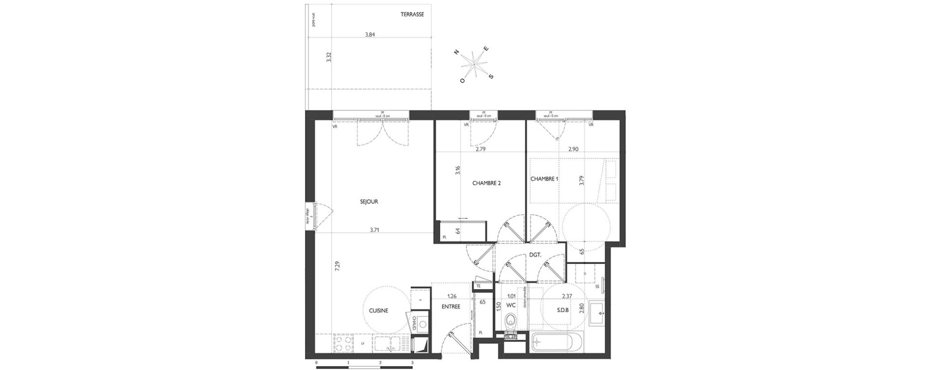 Appartement T3 de 64,89 m2 &agrave; Lyon Pierre valdo (5eme)