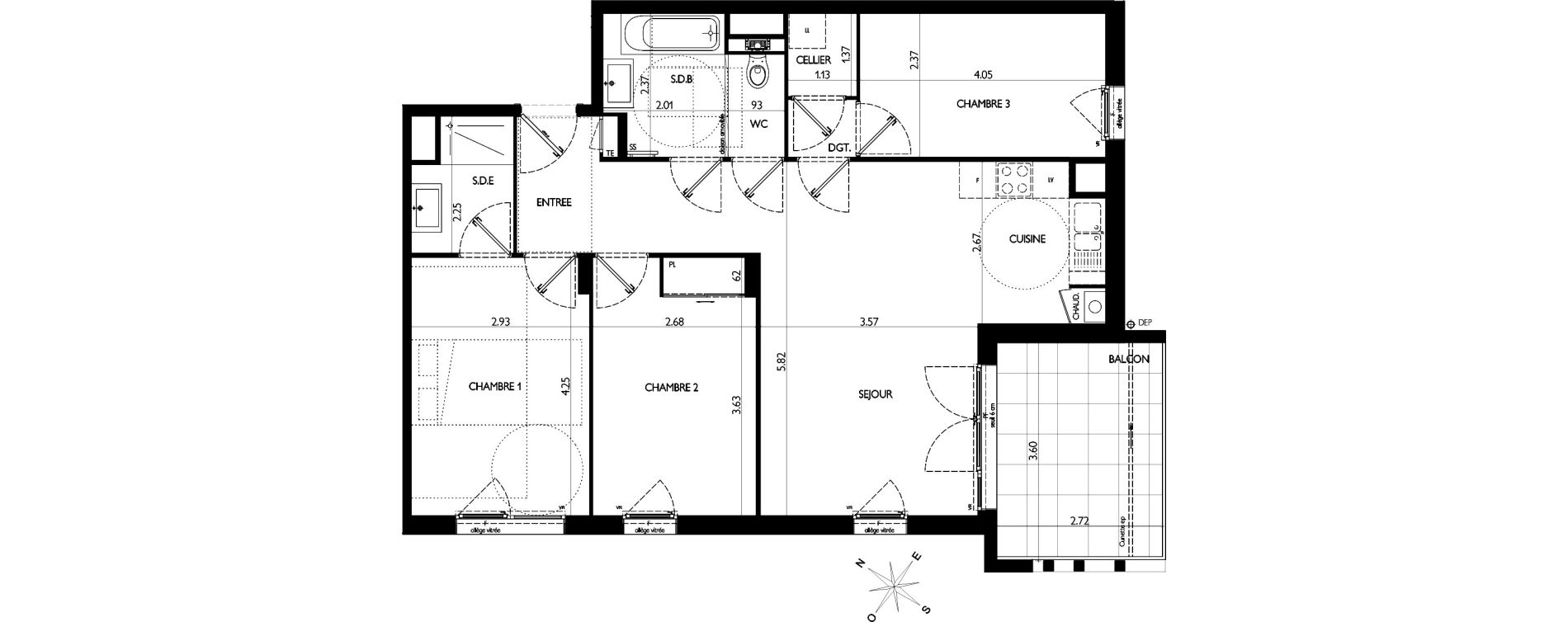 Appartement T4 de 78,84 m2 &agrave; Lyon Pierre valdo (5eme)