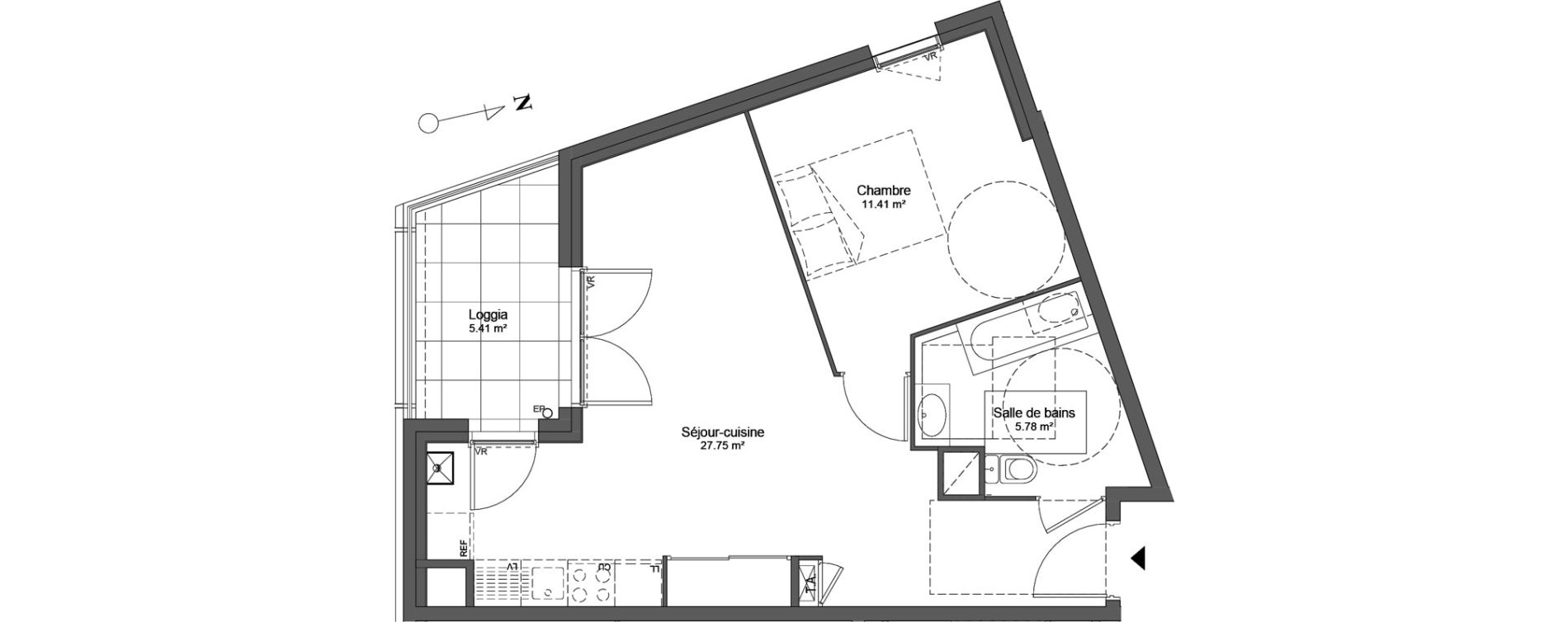 Appartement T2 de 44,94 m2 &agrave; Lyon Gerland (7eme)