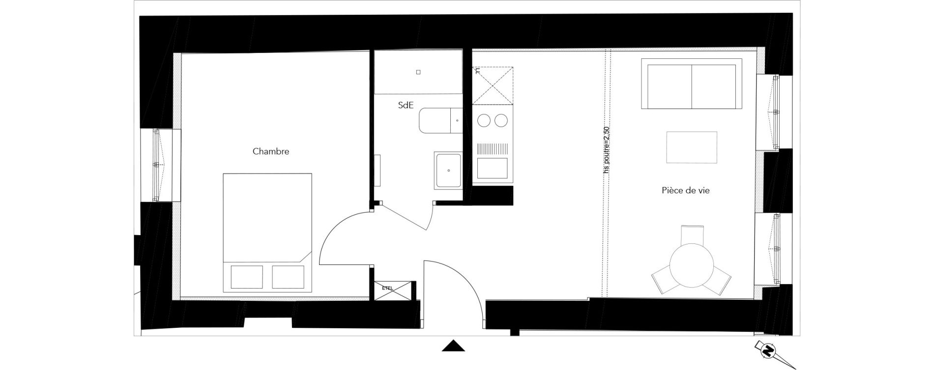 Appartement T2 de 39,02 m2 &agrave; Lyon Saint-michel (7eme)
