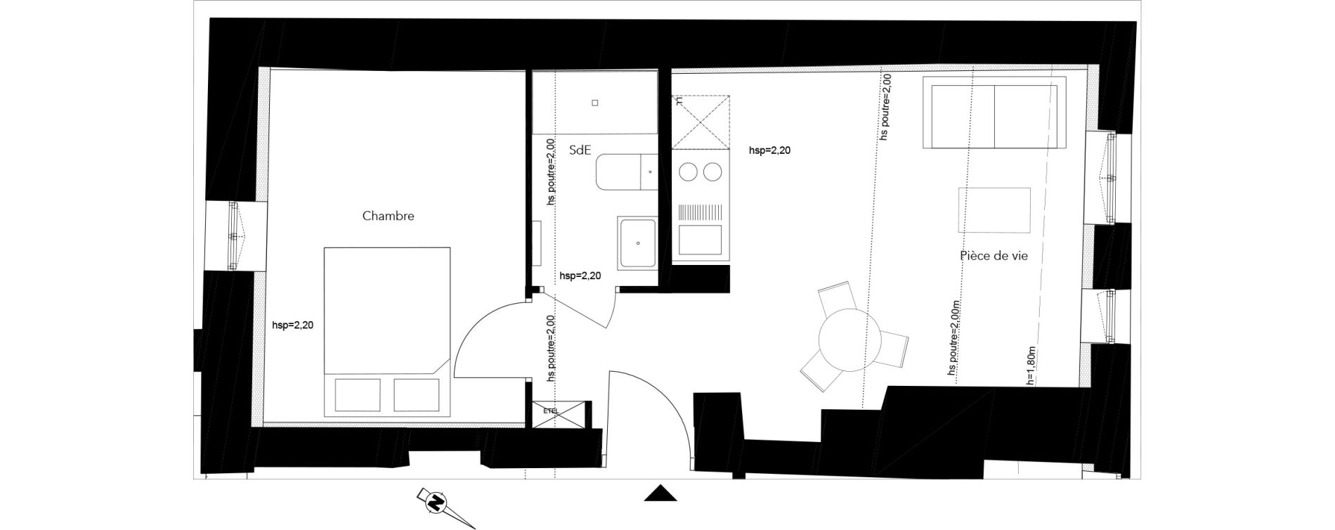 Appartement T2 de 37,94 m2 &agrave; Lyon Saint-michel (7eme)
