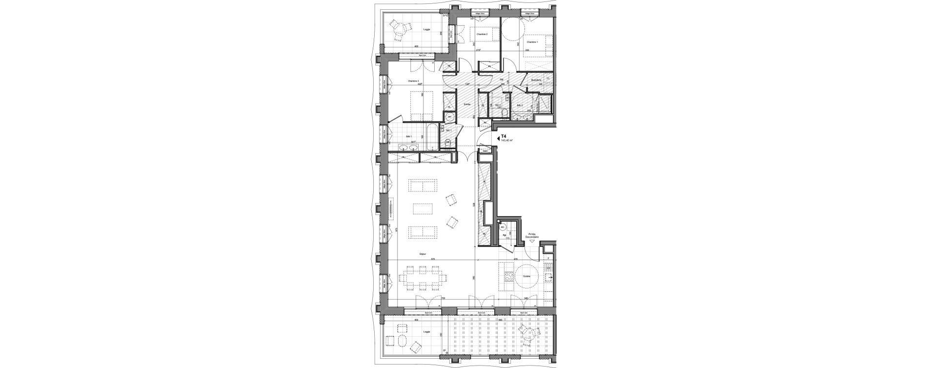 Appartement T4 de 143,40 m2 &agrave; Lyon La confluence (2eme)