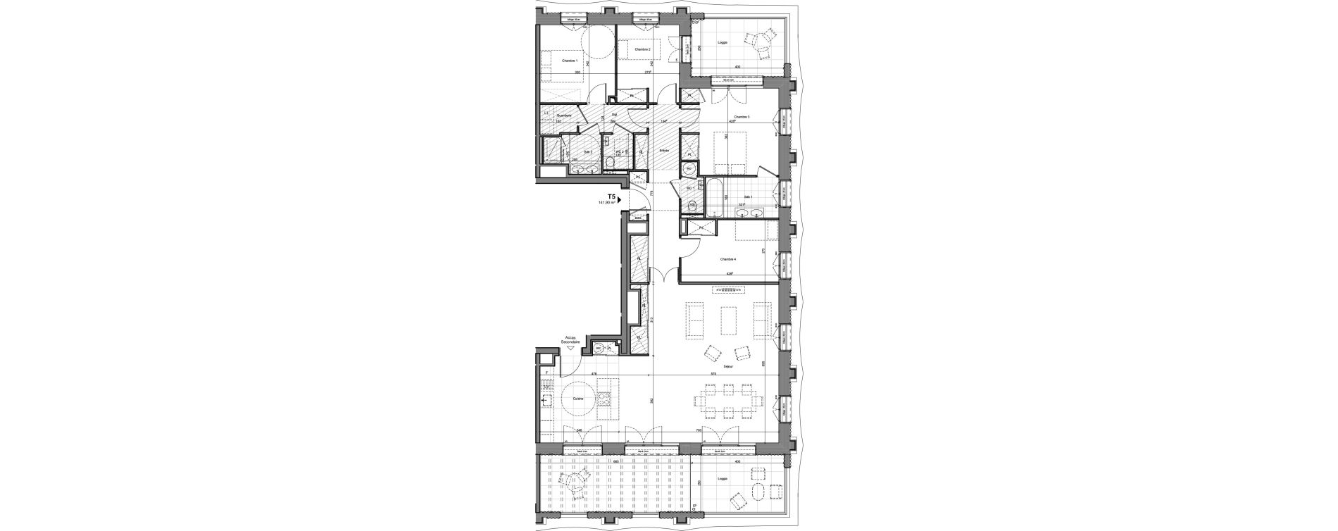 Appartement T5 de 141,90 m2 &agrave; Lyon La confluence (2eme)