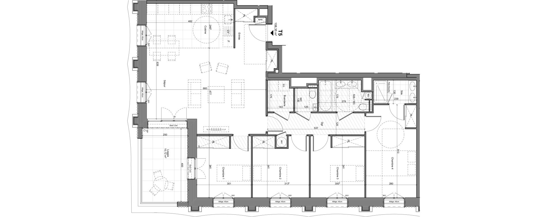 Appartement T5 de 108,35 m2 &agrave; Lyon La confluence (2eme)