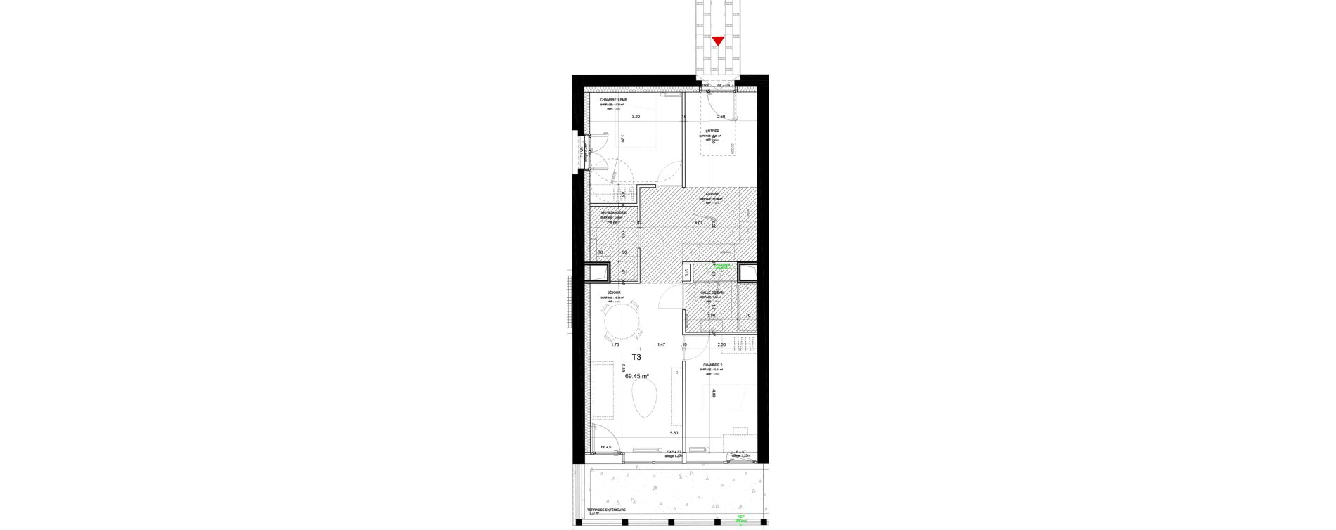 Appartement T3 de 69,45 m2 &agrave; Lyon Girondins (7eme)