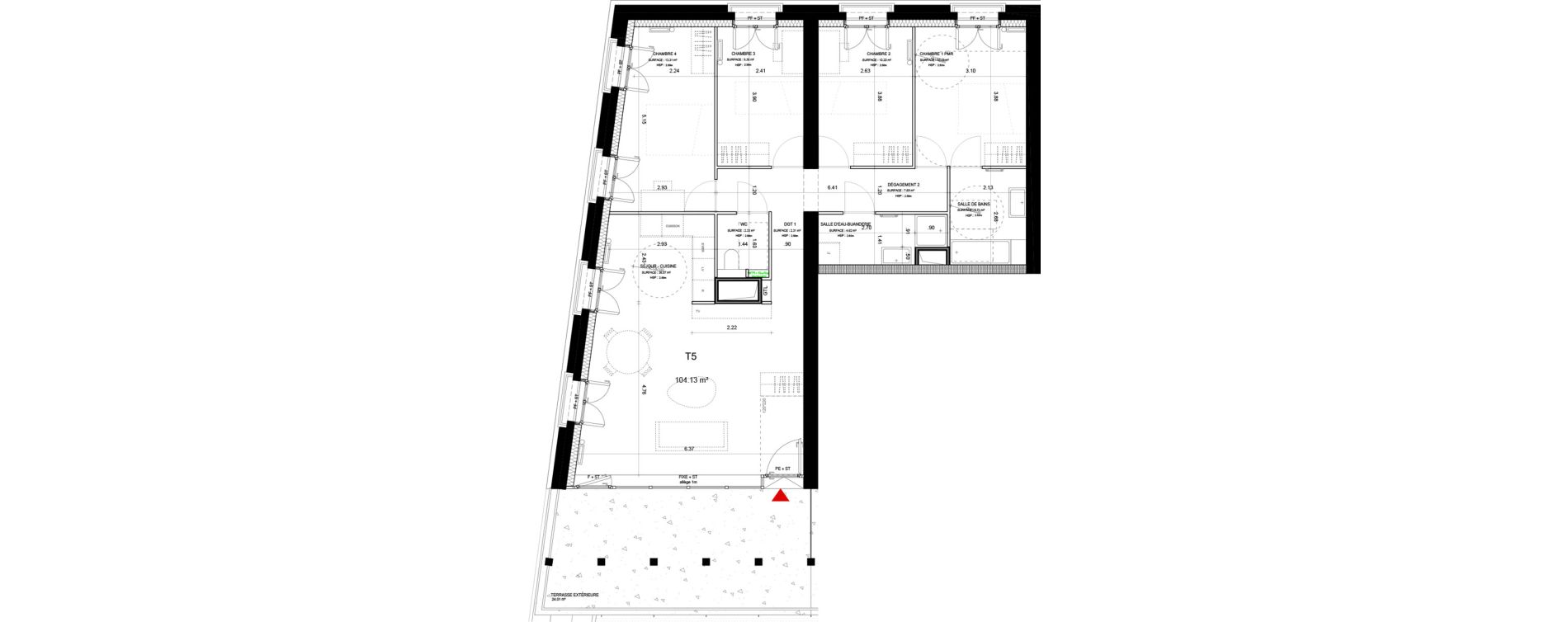 Appartement T5 de 104,13 m2 &agrave; Lyon Girondins (7eme)