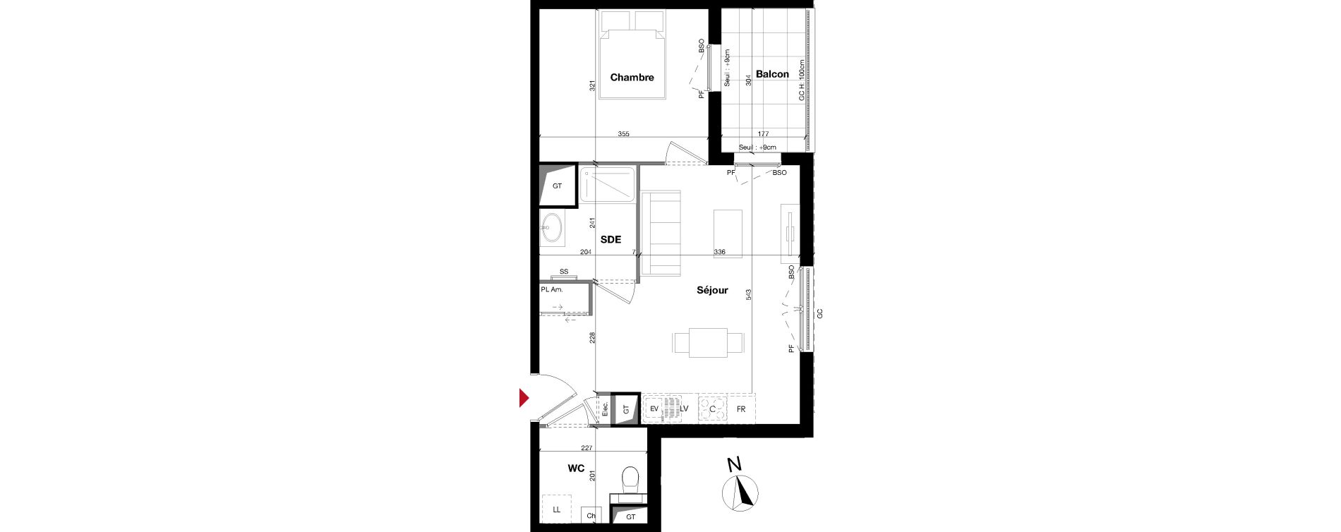 Appartement T2 de 43,60 m2 &agrave; Lyon Lacassagne (3eme)