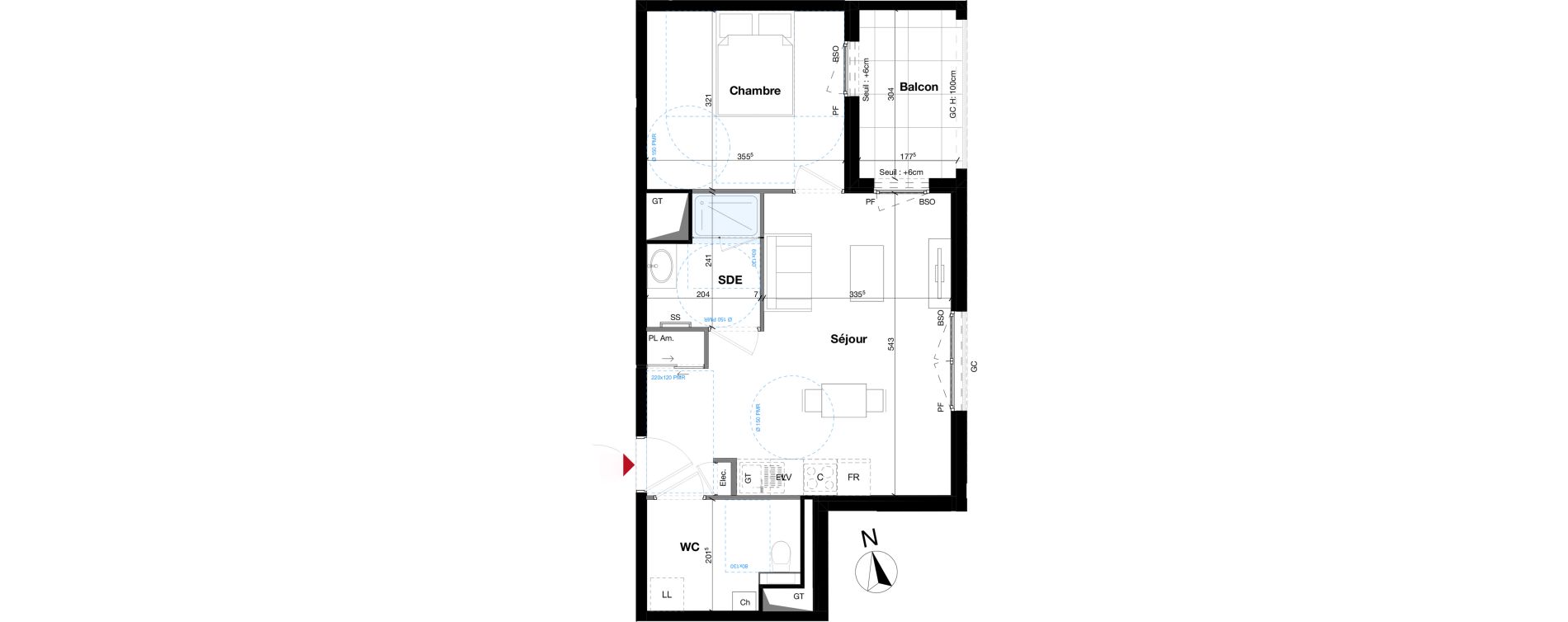 Appartement T2 de 44,91 m2 &agrave; Lyon Lacassagne (3eme)