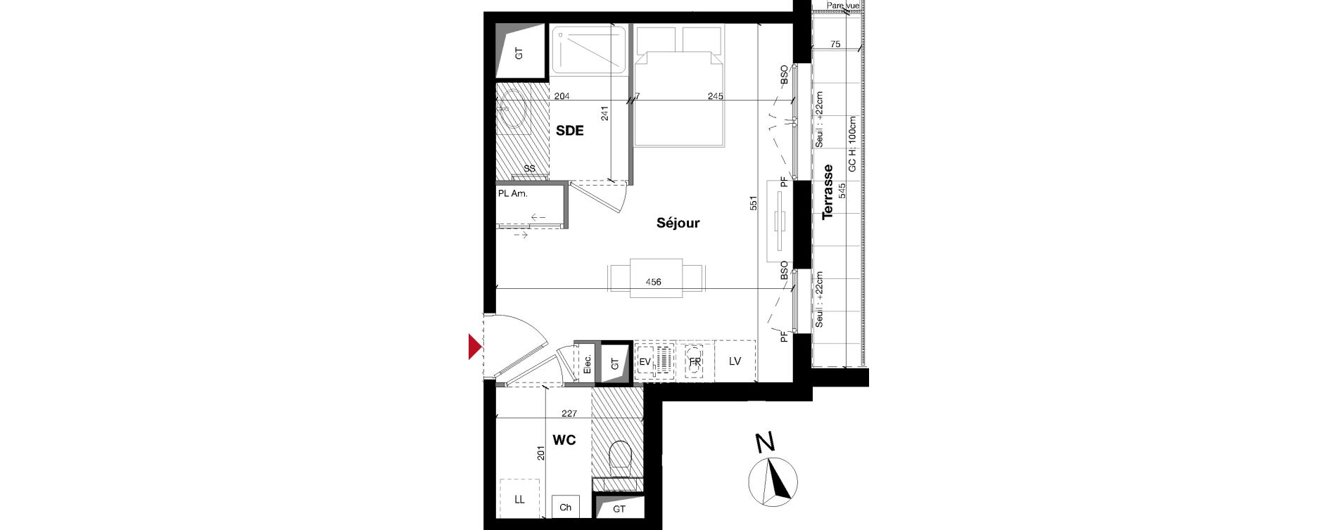 Appartement T1 de 27,65 m2 &agrave; Lyon Lacassagne (3eme)