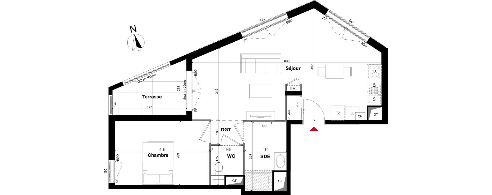 Appartement T2 de 52,26 m2 &agrave; Lyon Lacassagne (3eme)