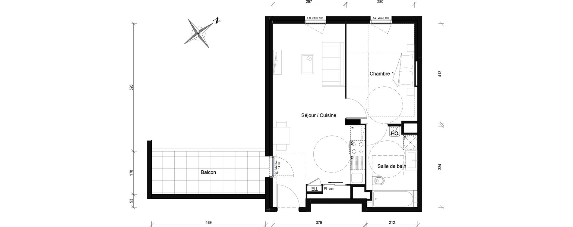 Appartement T2 de 42,00 m2 &agrave; Lyon Grand trou (8eme)