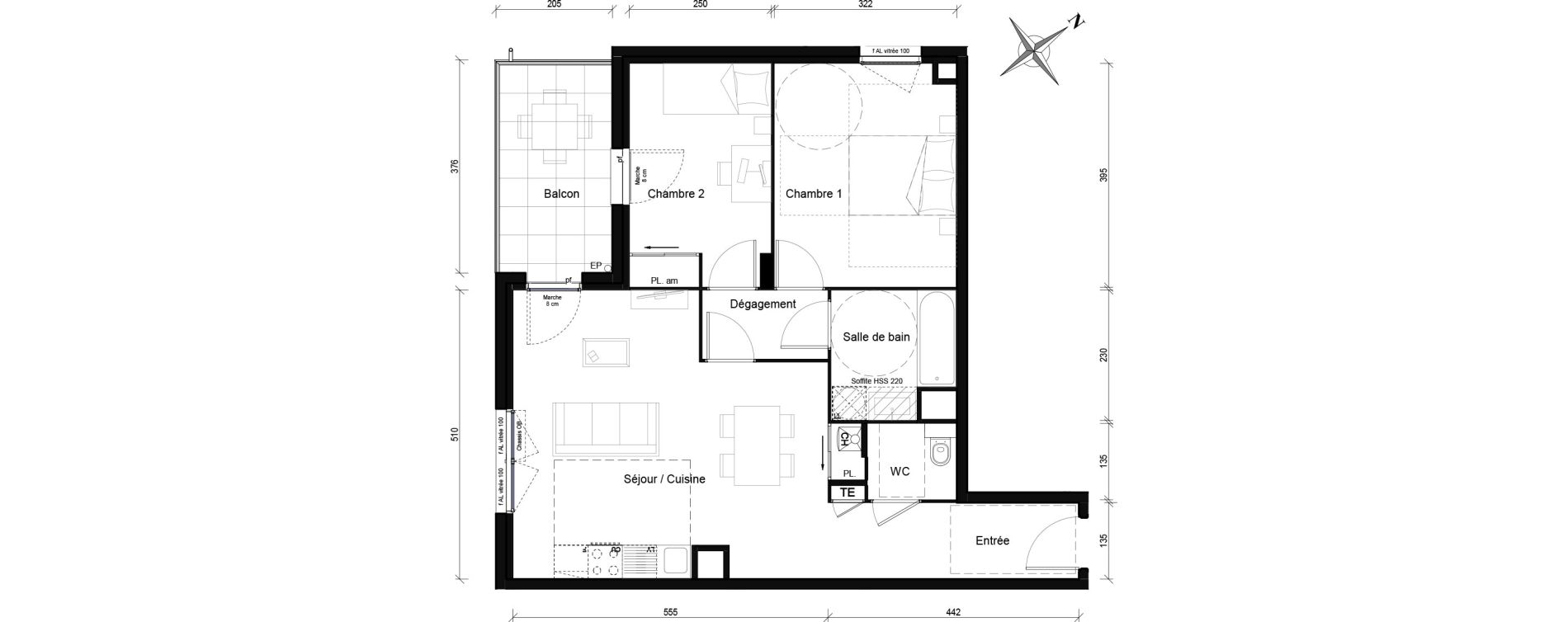 Appartement T3 de 63,28 m2 &agrave; Lyon Grand trou (8eme)