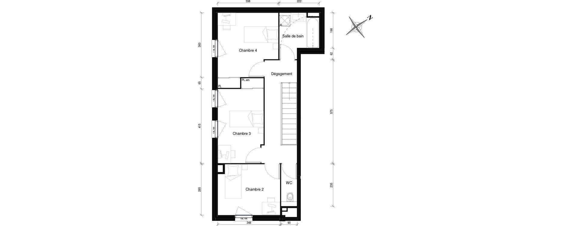 Duplex T5 de 100,19 m2 &agrave; Lyon Grand trou (8eme)
