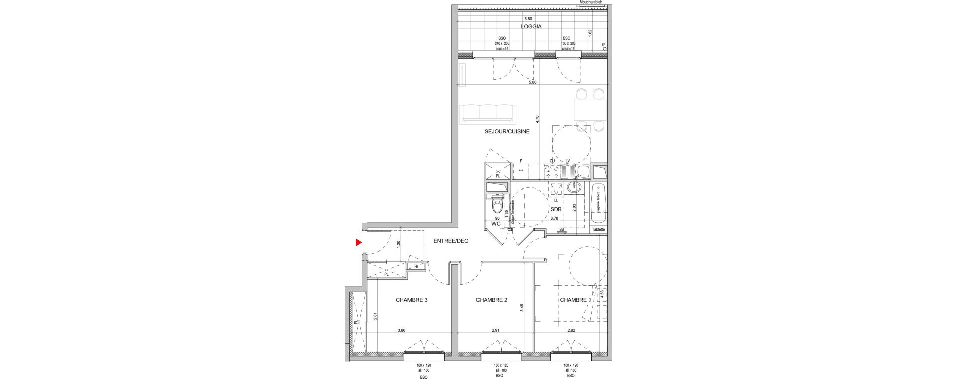 Appartement T4 de 80,67 m2 &agrave; Lyon Yves farges (7eme)