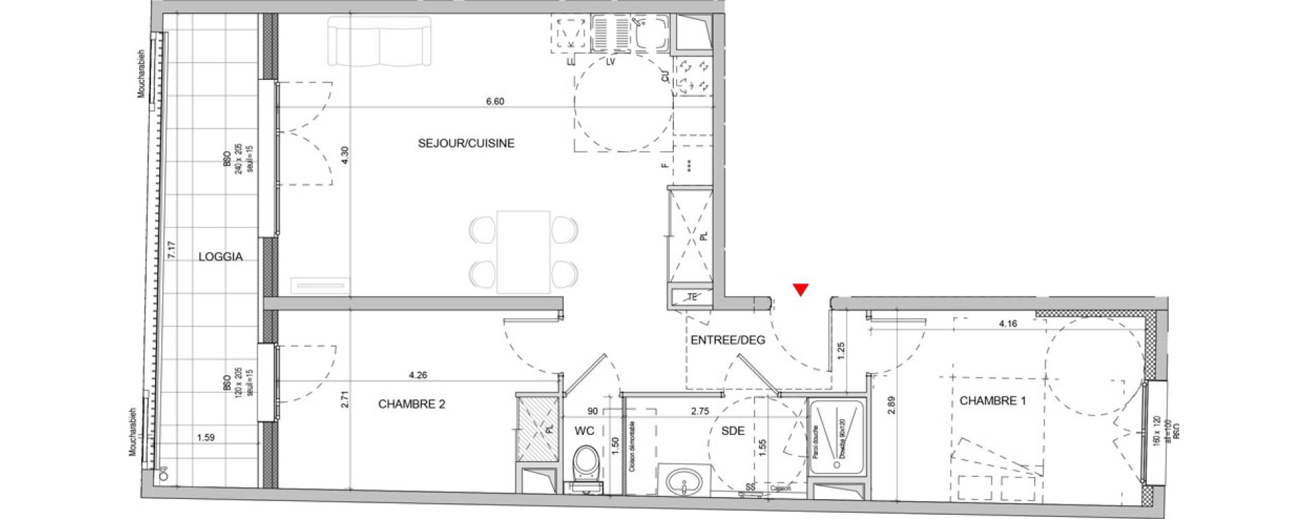 Appartement T3 de 63,75 m2 &agrave; Lyon Yves farges (7eme)