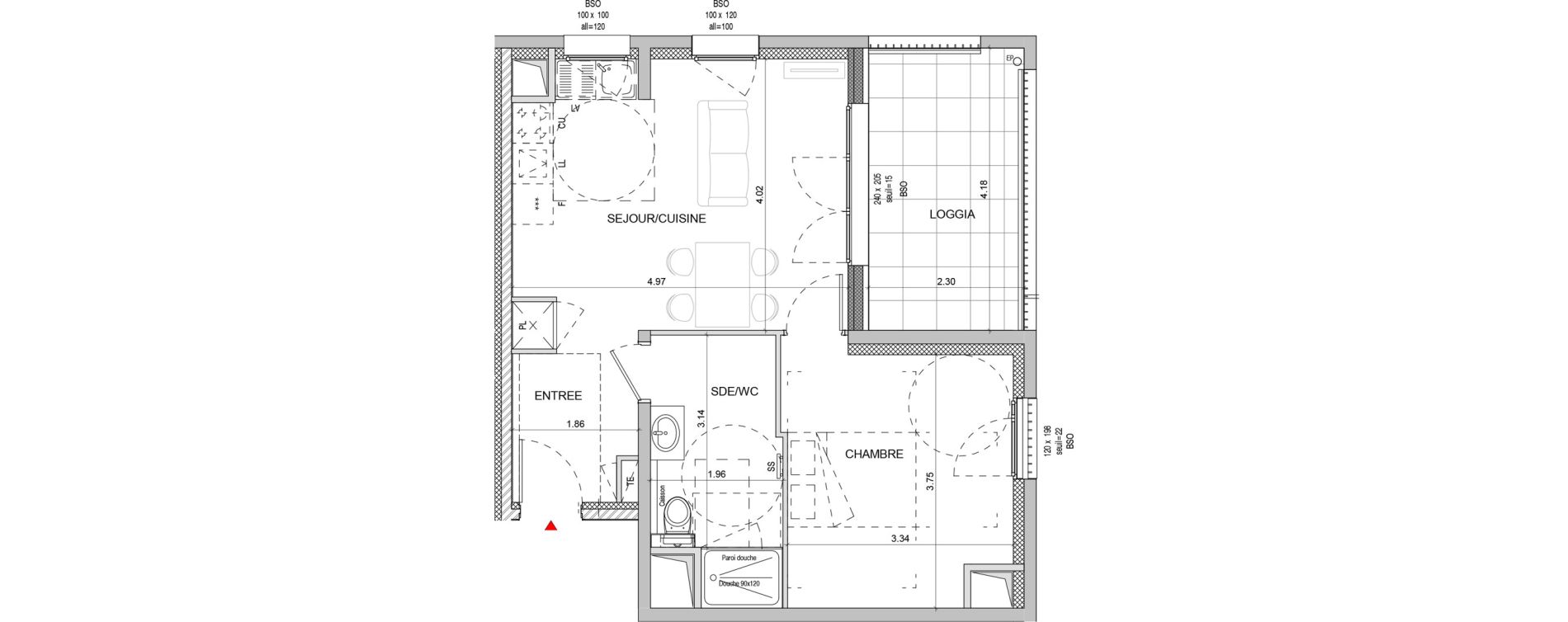 Appartement T2 de 43,47 m2 &agrave; Lyon Yves farges (7eme)