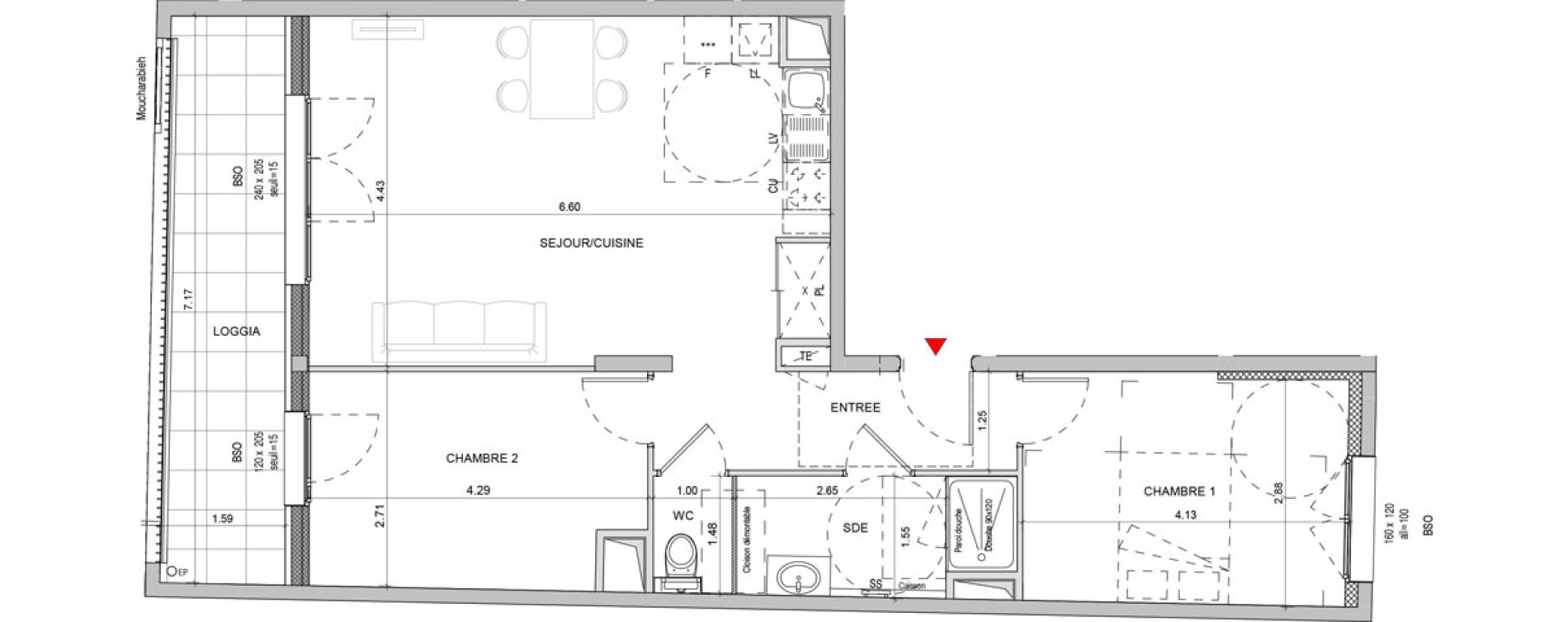 Appartement T3 de 64,02 m2 &agrave; Lyon Yves farges (7eme)