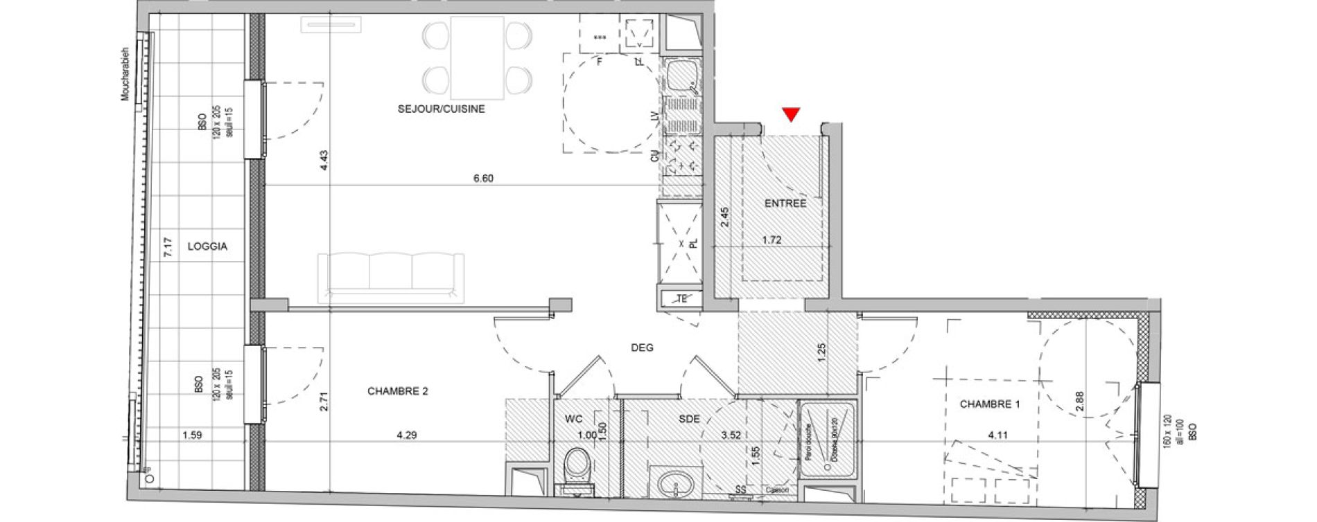 Appartement T3 de 68,65 m2 &agrave; Lyon Yves farges (7eme)