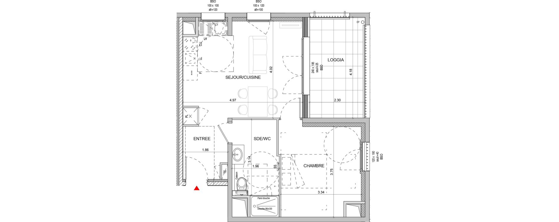 Appartement T2 de 43,40 m2 &agrave; Lyon Yves farges (7eme)