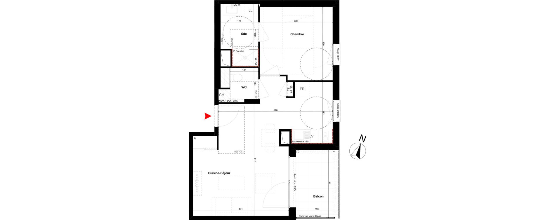 Appartement T2 de 45,56 m2 &agrave; Lyon Petite guille (8eme)