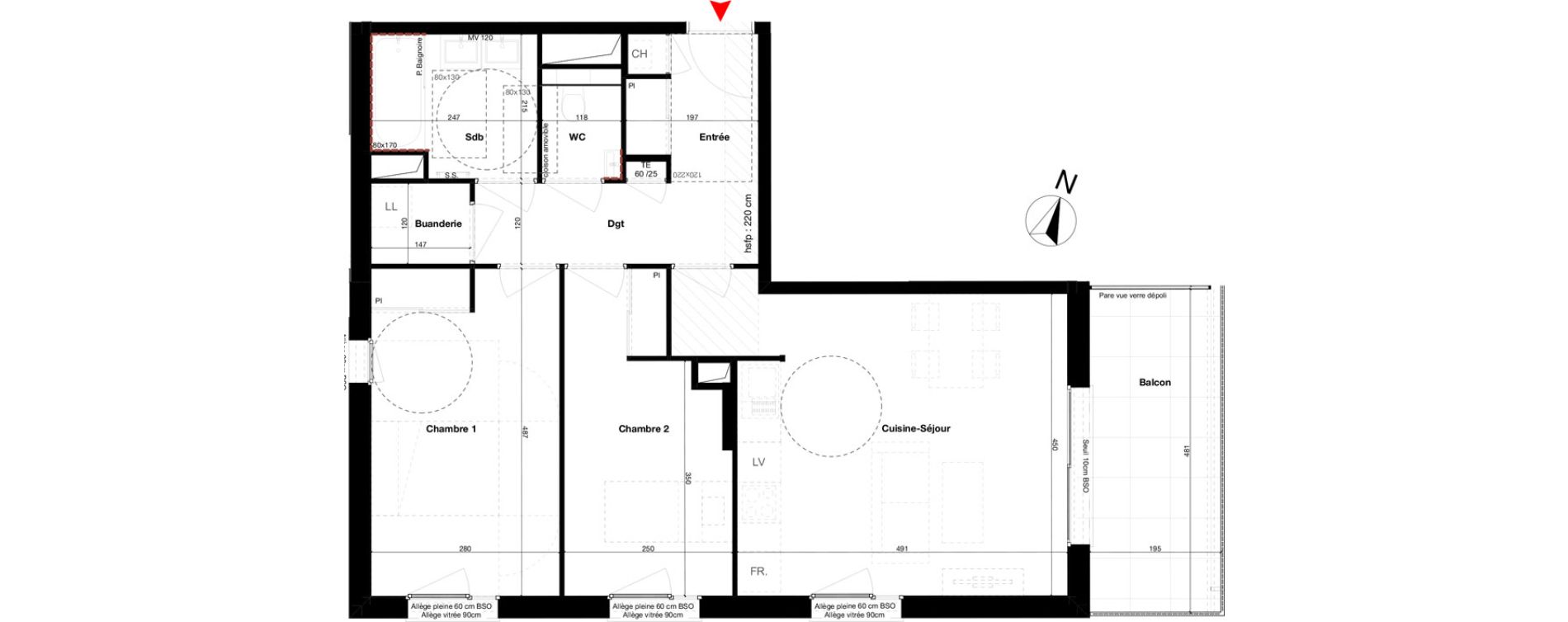 Appartement T3 de 64,86 m2 &agrave; Lyon Petite guille (8eme)
