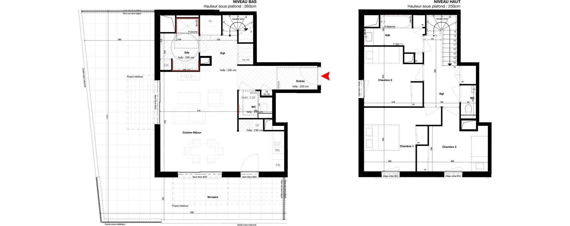 Duplex T4 de 91,44 m2 &agrave; Lyon Petite guille (8eme)