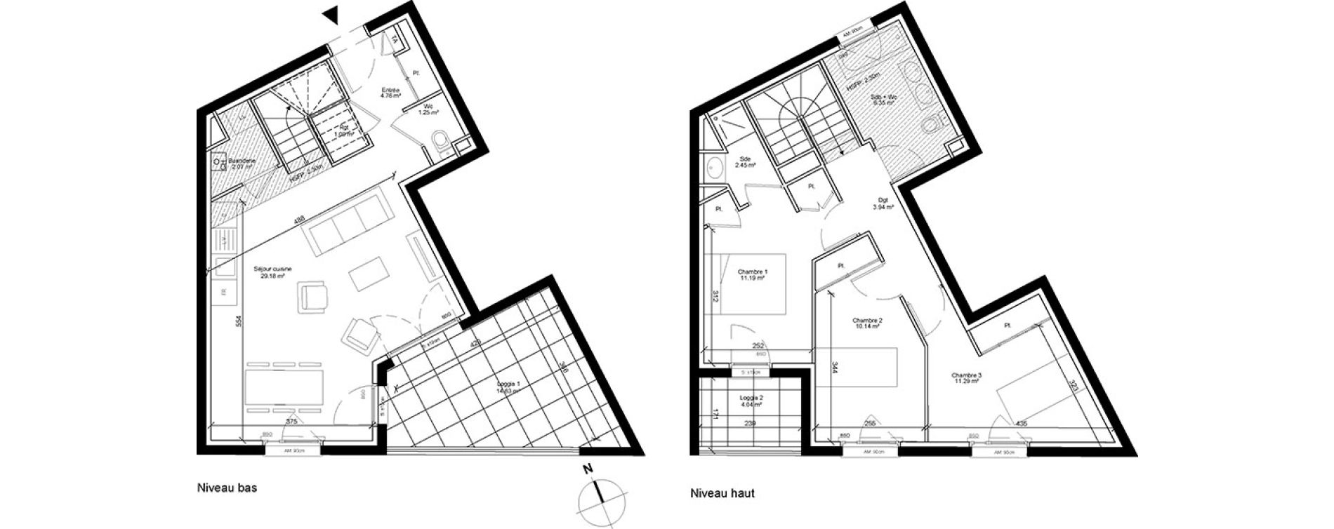 Duplex T4 de 83,70 m2 &agrave; Lyon Saint-just (9eme)