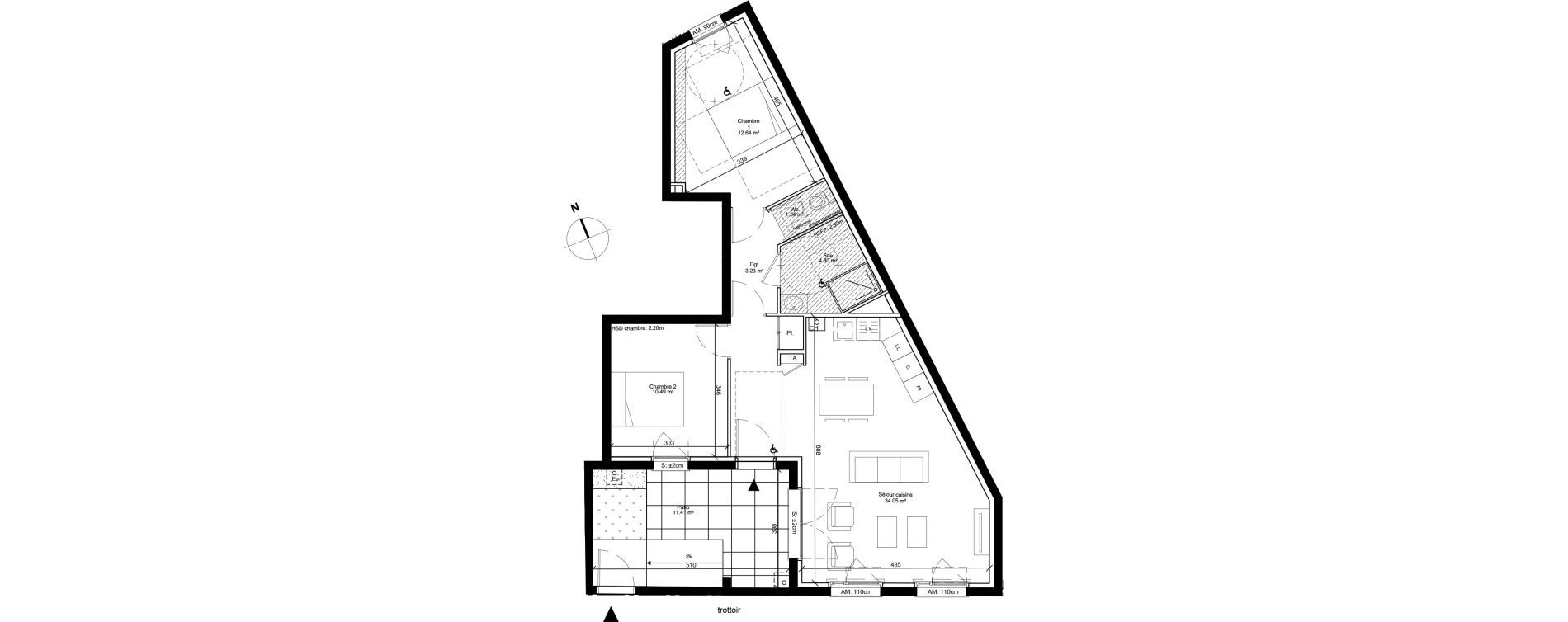Appartement T3 de 66,71 m2 &agrave; Lyon Saint-just (9eme)