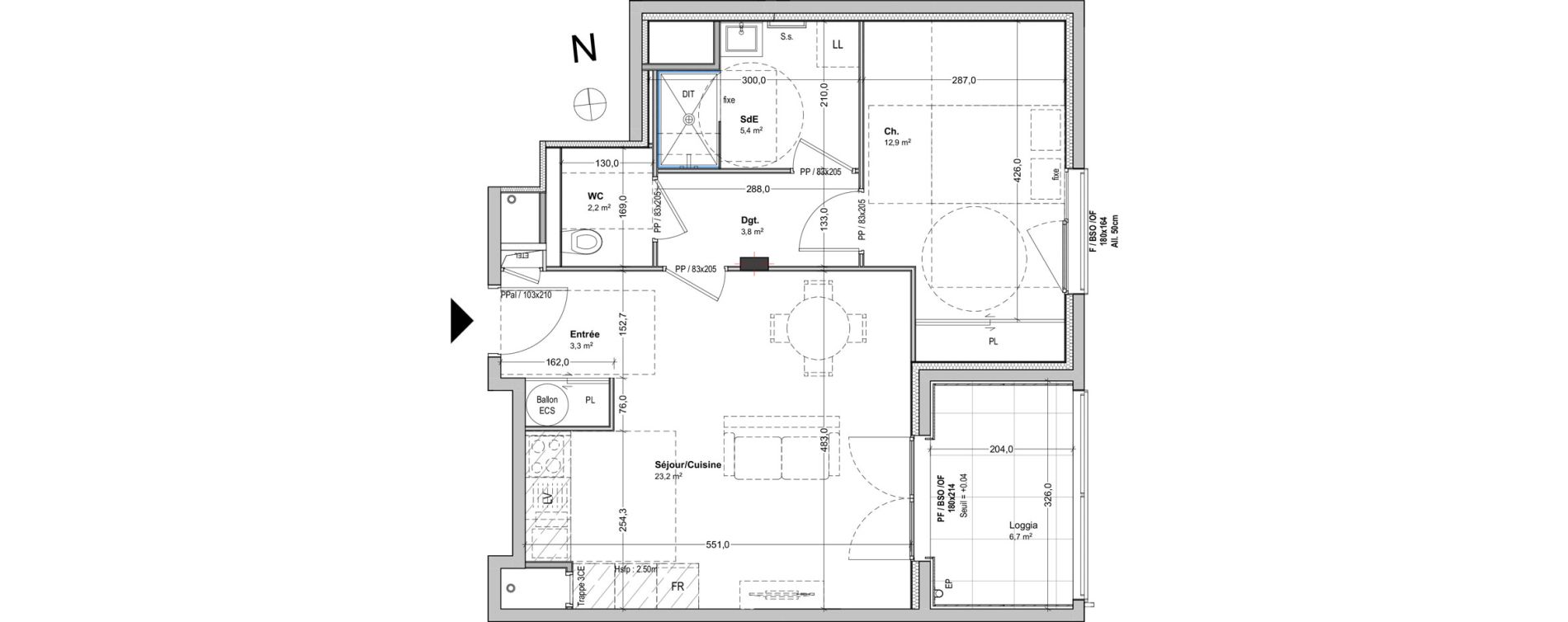 Appartement T2 de 50,80 m2 &agrave; Lyon Feuillat (3eme)