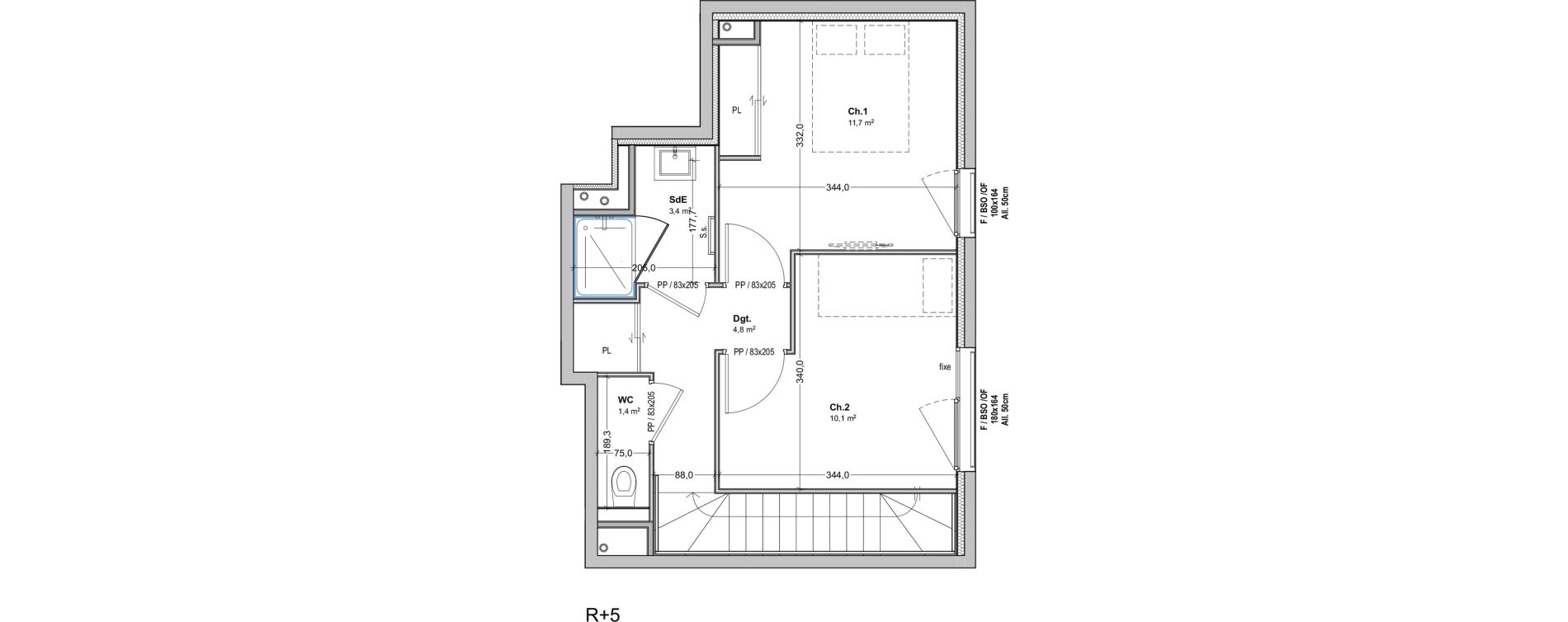 Duplex T3 de 63,80 m2 &agrave; Lyon Feuillat (3eme)