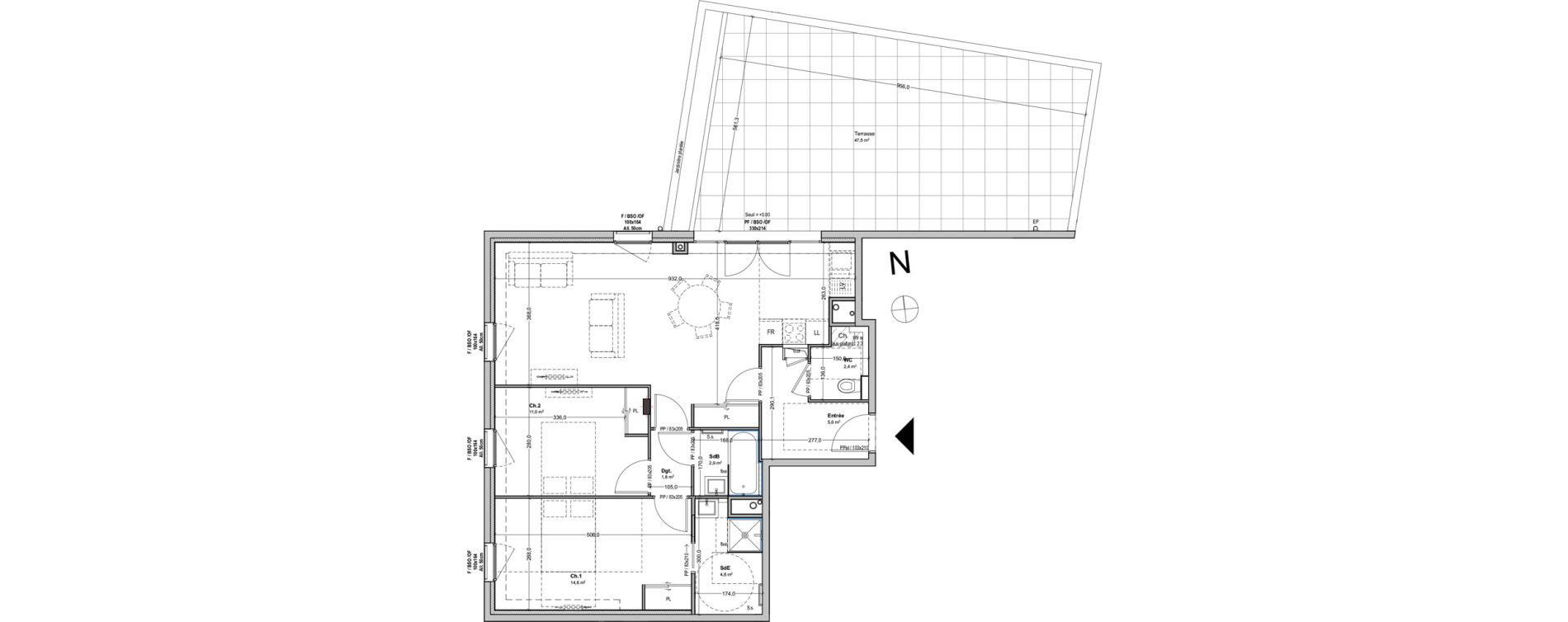Appartement T3 de 76,90 m2 &agrave; Lyon Feuillat (3eme)
