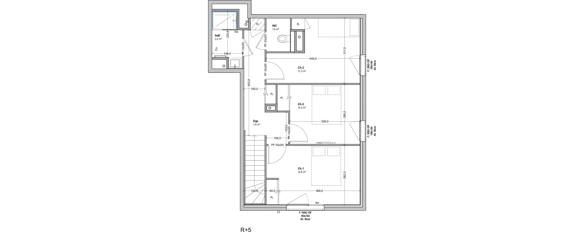 Duplex T4 de 90,20 m2 &agrave; Lyon Feuillat (3eme)