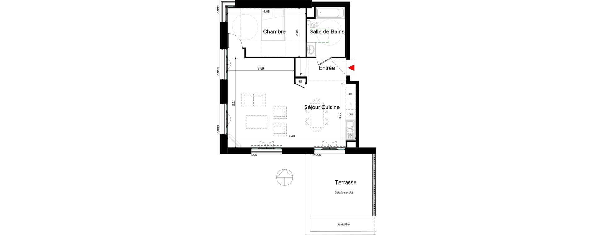 Appartement T2 de 56,73 m2 &agrave; Lyon Bataille (8eme)