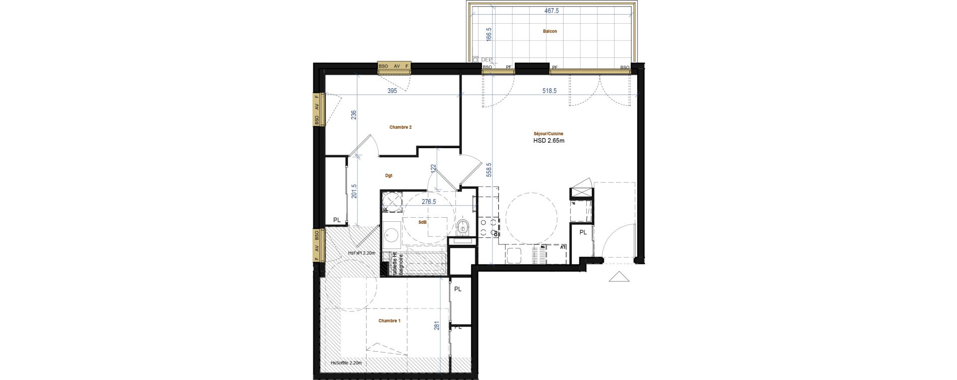 Appartement T3 de 62,50 m2 &agrave; Lyon Mermoz (8eme)