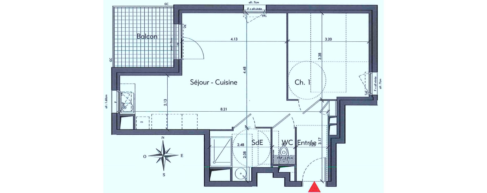 Appartement T2 de 43,93 m2 &agrave; Lyon Bataille (8eme)