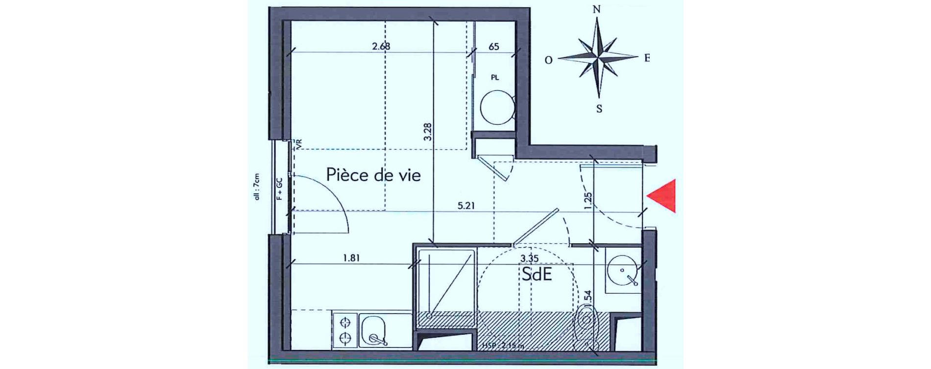Appartement T1 de 20,48 m2 &agrave; Lyon Bataille (8eme)