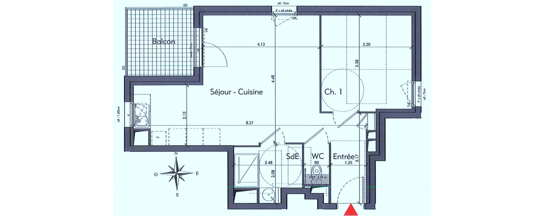 Appartement T2 de 43,93 m2 &agrave; Lyon Bataille (8eme)