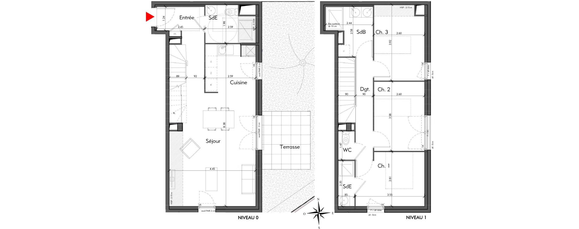 Appartement T4 de 84,46 m2 &agrave; Lyon Bataille (8eme)