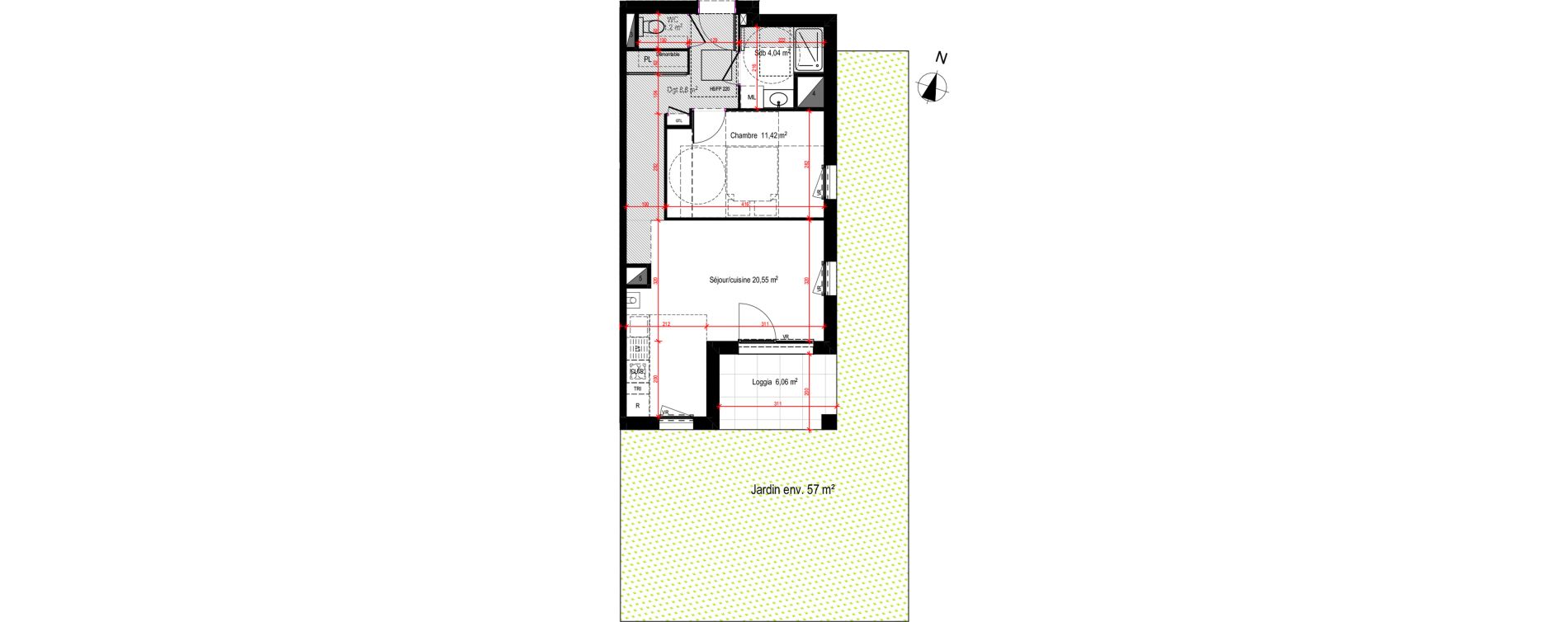 Appartement T2 de 46,01 m2 &agrave; Lyon Blandan (7eme)