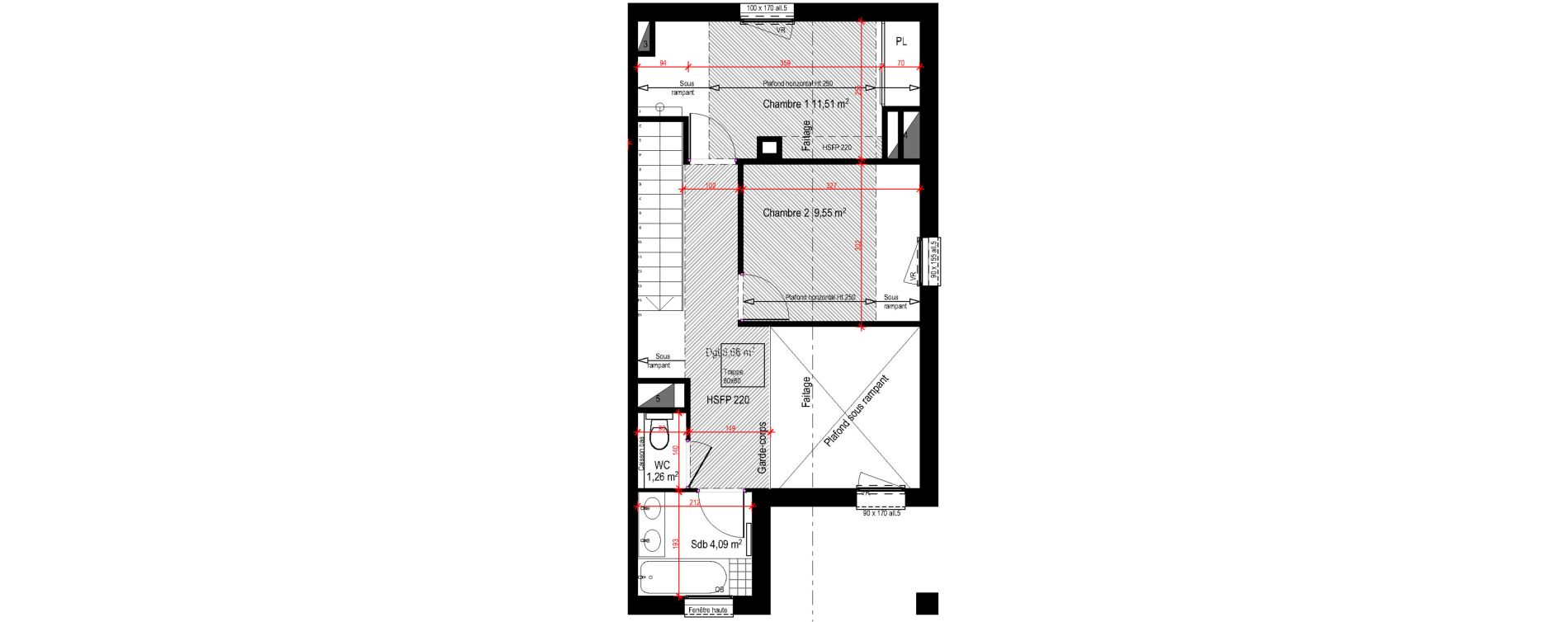 Duplex T3 de 79,34 m2 &agrave; Lyon Blandan (7eme)