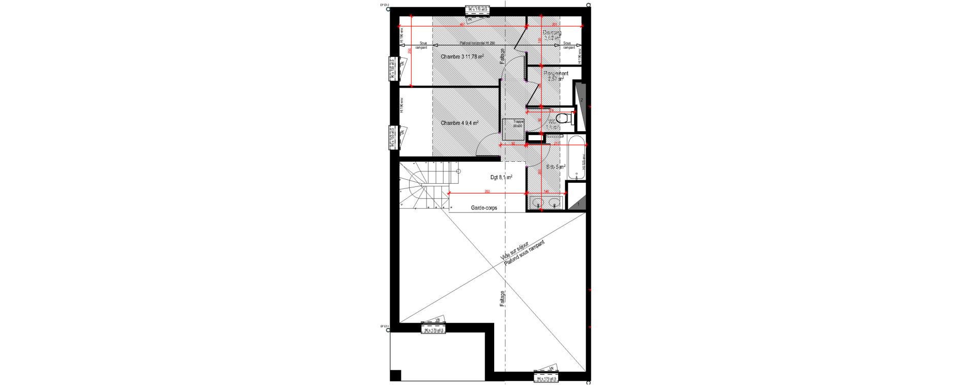 Duplex T5 de 120,29 m2 &agrave; Lyon Blandan (7eme)