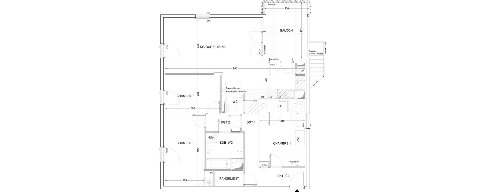 Appartement T4 de 96,21 m2 &agrave; Lyon Montchat (3&egrave;me)
