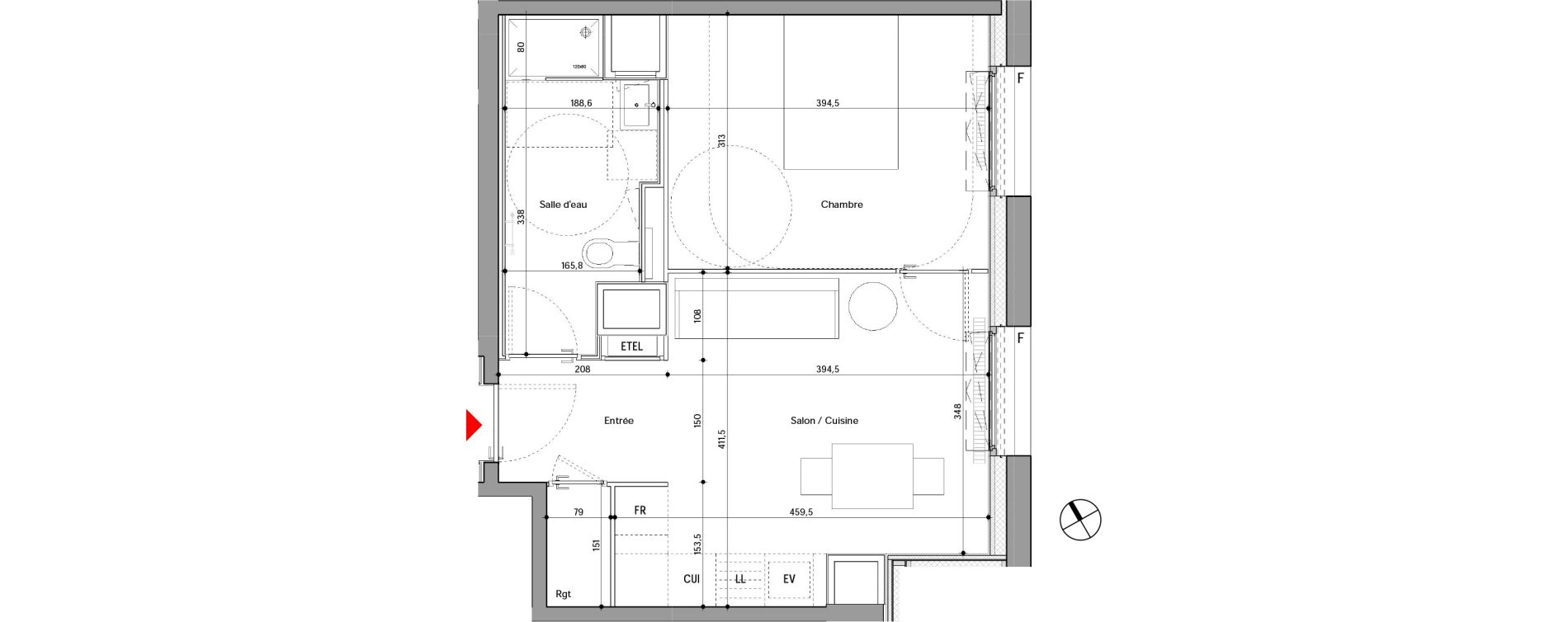 Appartement T2 de 38,90 m2 &agrave; Lyon La confluence (2eme)