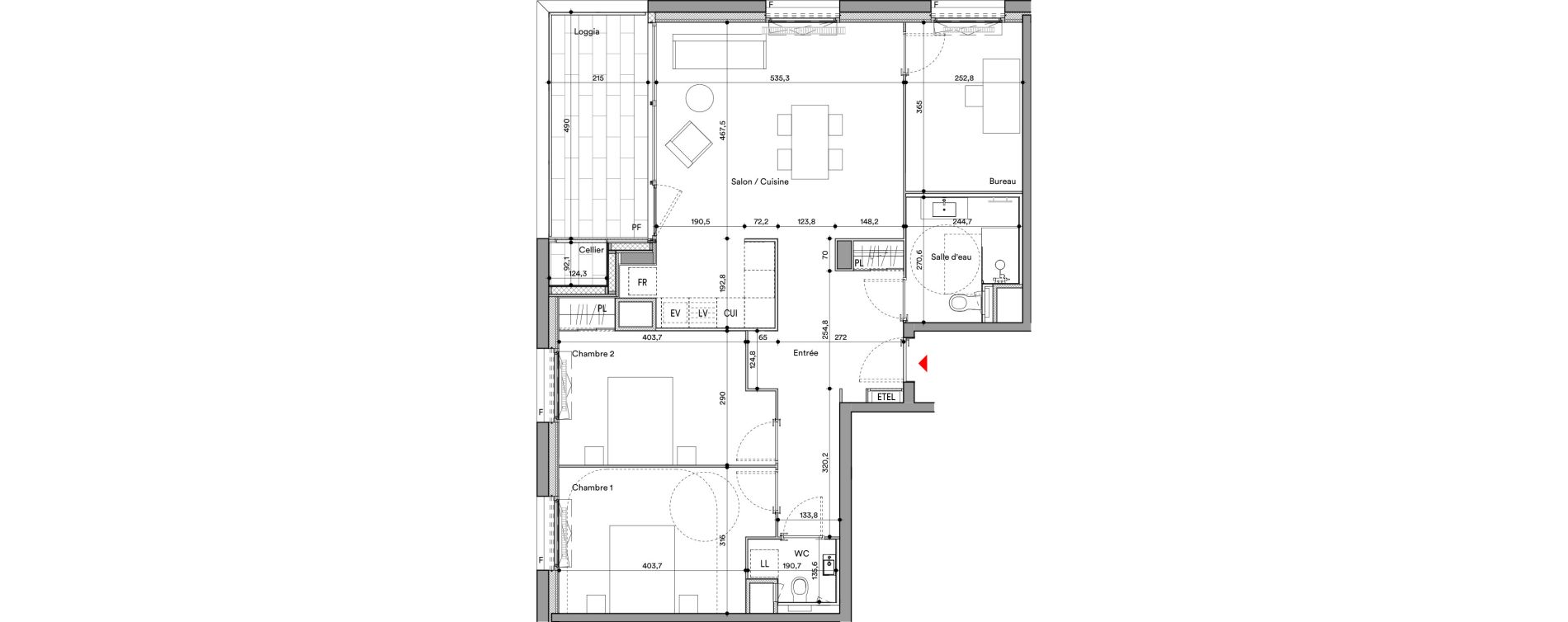 Appartement T4 de 88,80 m2 &agrave; Lyon La confluence (2eme)